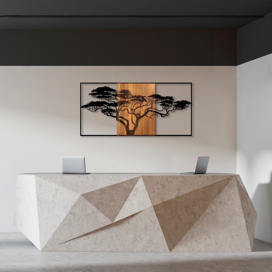 Dekoracija za zid 147x70 cm, stablo, drvo/metal