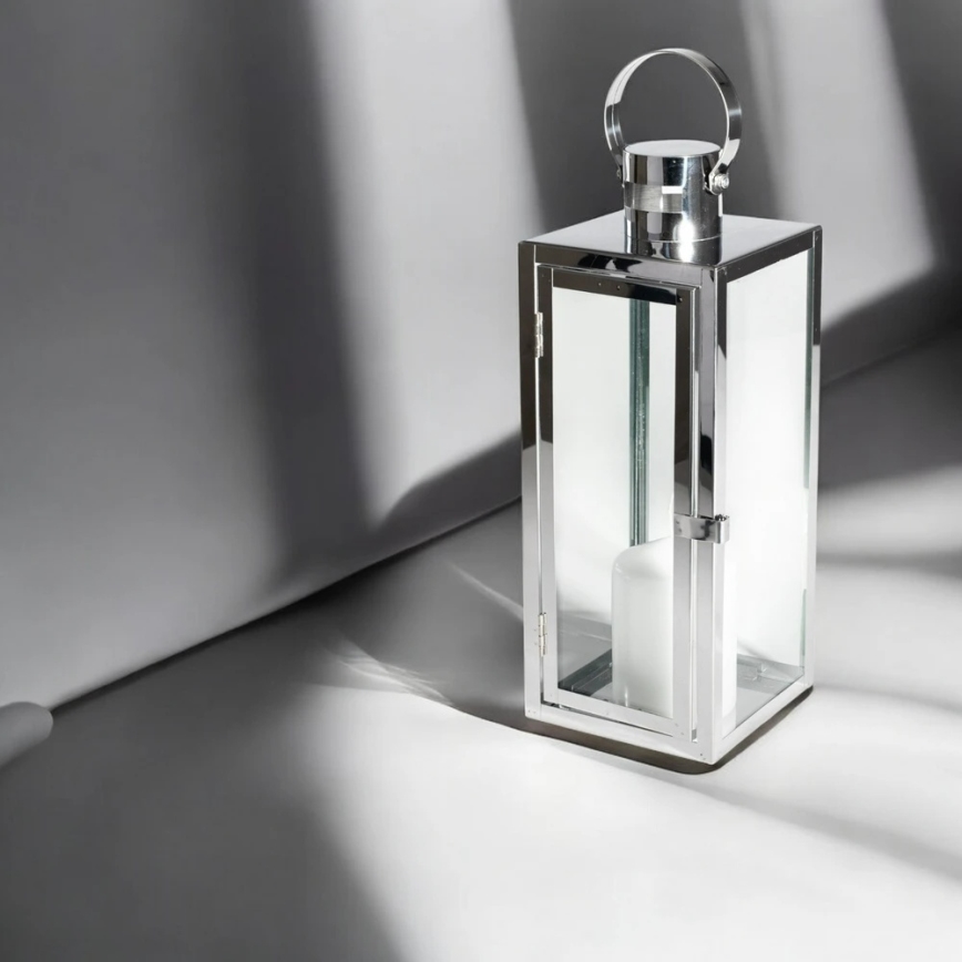 Dekorativna lanterna 49 cm sjajni hrom