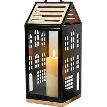 Dekorativna lanterna HOME 34,5 cm crna/bež