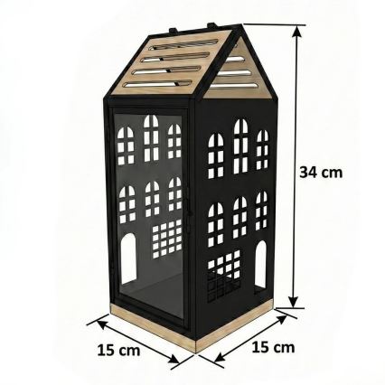 Dekorativna lanterna HOME 34,5 cm crna/bež