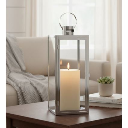 Dekorativna lanterna TOWER 29 cm, sjajni hrom