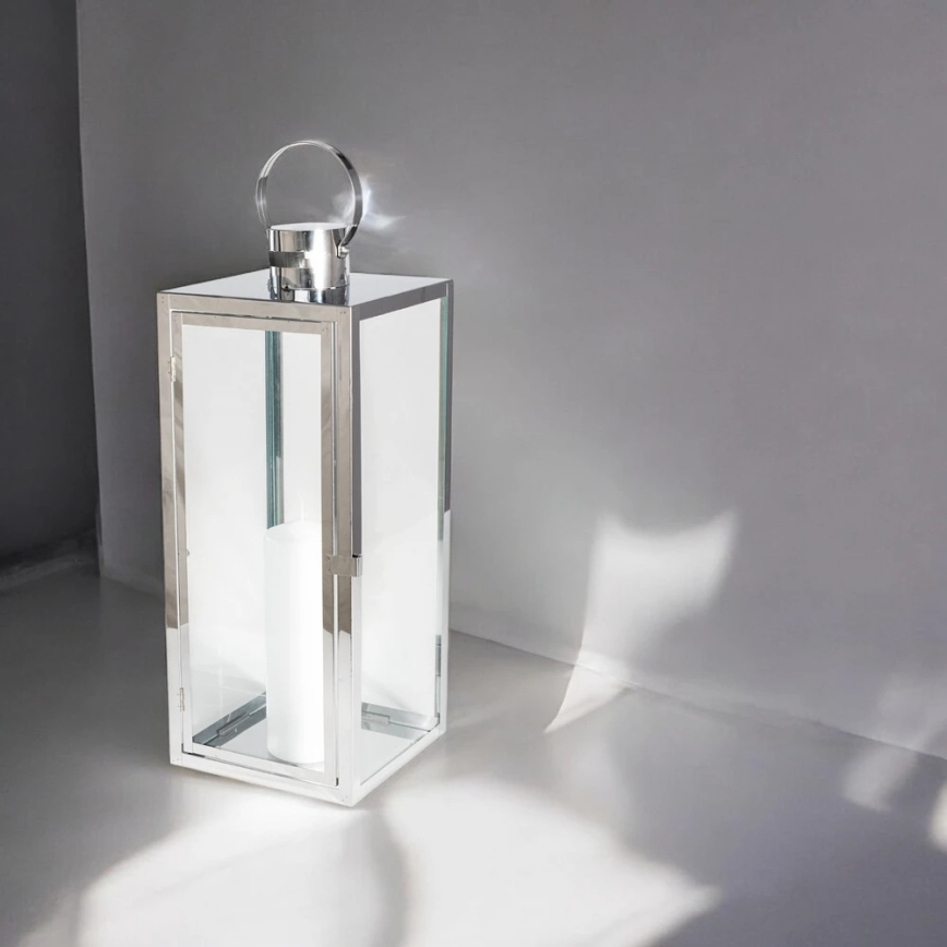 Dekorativna lanterna TOWER 29 cm, sjajni hrom