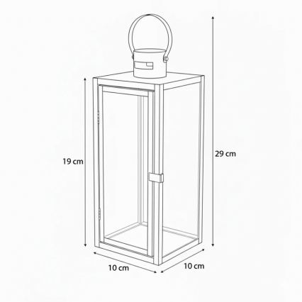 Dekorativna lanterna TOWER 29 cm, sjajni hrom