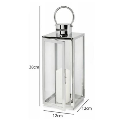 Dekorativna lanterna TOWER 38 cm, sjajni hrom
