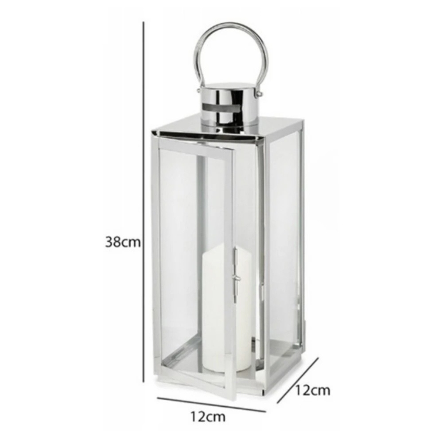 Dekorativna lanterna TOWER 38 cm, sjajni hrom