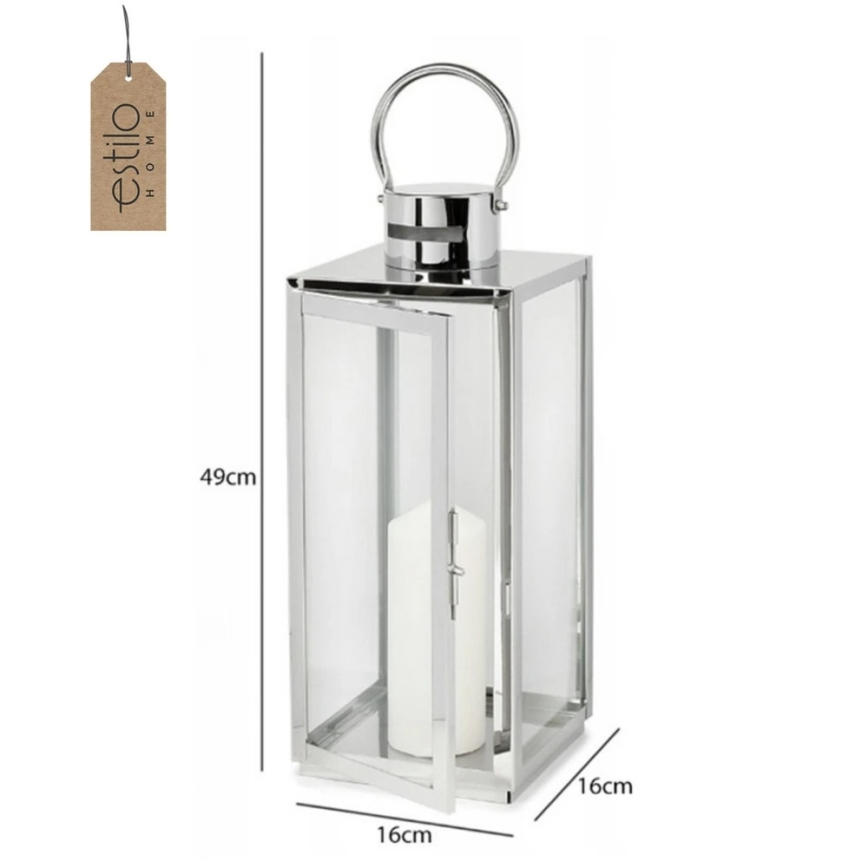 Dekorativna lanterna TOWER 49 cm sjajni hrom
