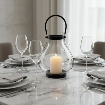 Dekorativni fenjer GLASSY 25 cm crni