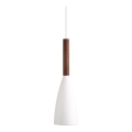 DFTP by Nordlux - Luster na sajli PURE 1xE27/40W/230V, prečnik 10 cm, bela/orah