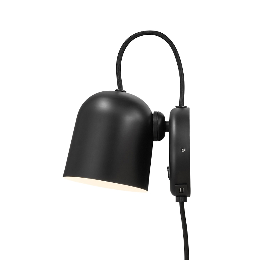 DFTP by Nordlux - Zidna reflektorska lampa sa USB portom ANGLE 1xGU10/25W/230V crna