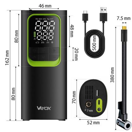 Digitalni džepni kompresor 5V 8000 mAh, crni