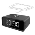 Digitalni sat sa Qi bežičnim punjačem, 230V/CR2032, crni