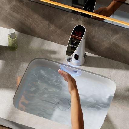 Dodirni protočni grejač vode sa senzorom i LED displejem, 3000 W/230 V, IPX4, bela