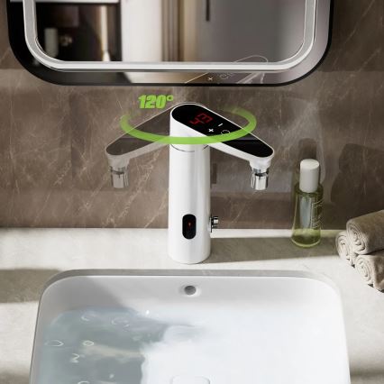 Dodirni protočni grejač vode sa senzorom i LED displejem, 3000 W/230 V, IPX4, bela
