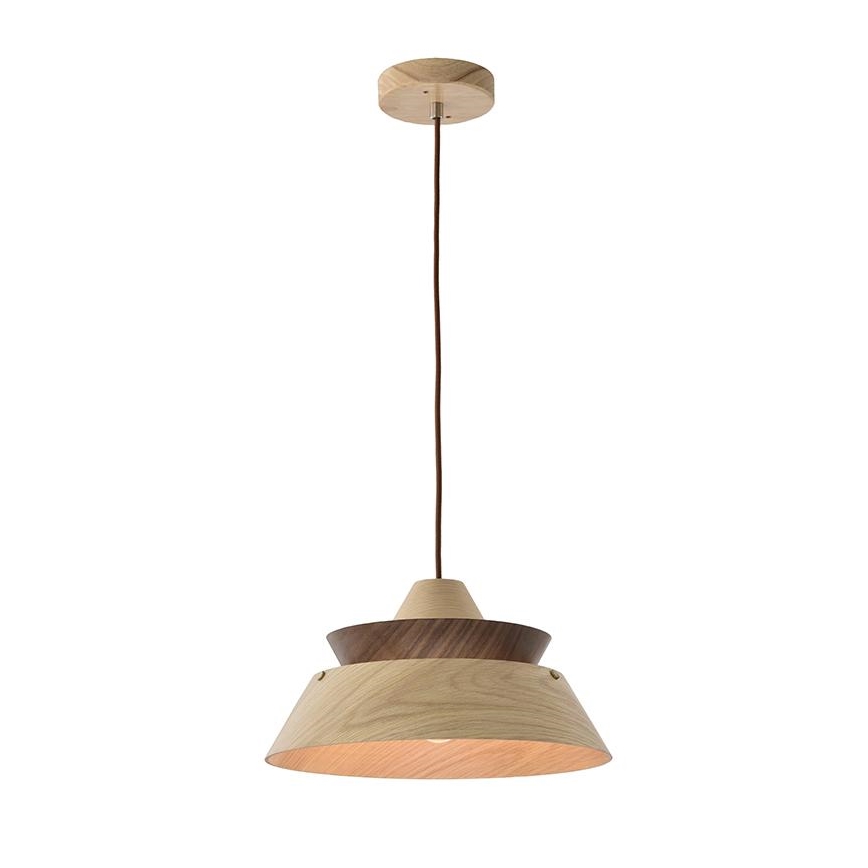 Drveni luster na sajli 1xE27/60W/230V prečnik 33 cm masivan/hrast/orah/kaučukovac