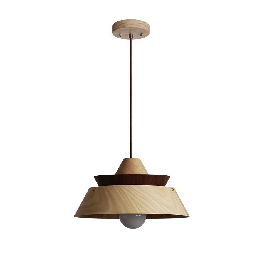 Drveni luster na sajli 1xE27/60W/230V prečnik 33 cm masivan/hrast/orah/kaučukovac