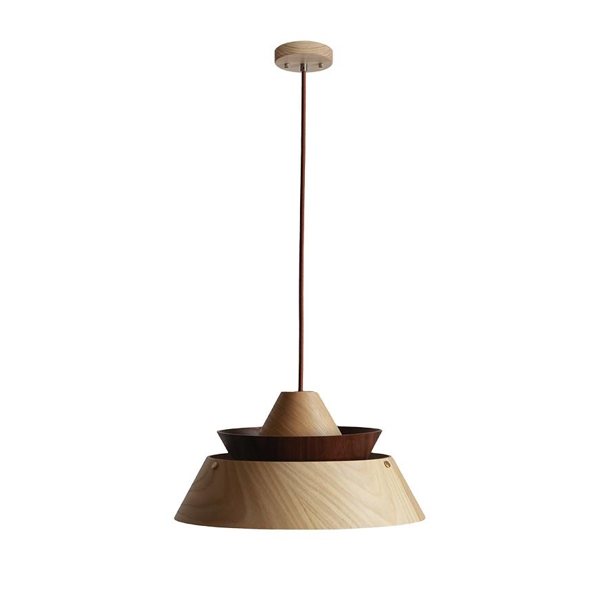 Drveni luster na sajli 1xE27/60W/230V prečnik 33 cm masivan/hrast/orah/kaučukovac