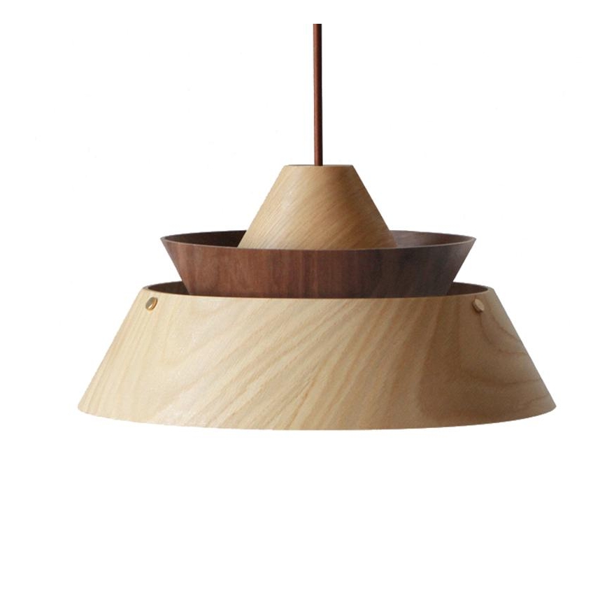 Drveni luster na sajli 1xE27/60W/230V prečnik 33 cm masivan/hrast/orah/kaučukovac