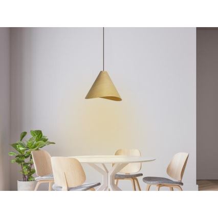 Drveni luster na sajli 1xE27/60W/230V, prečnik 33 cm, masivno drvo/hrast/kaučukovina