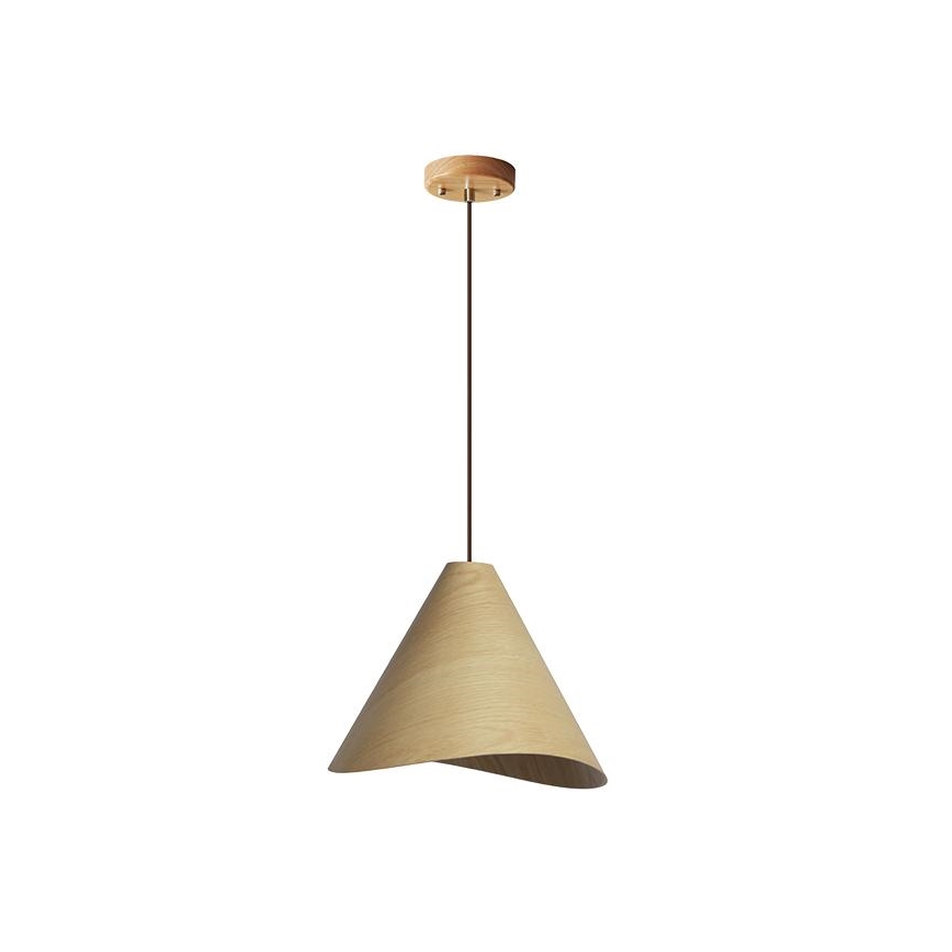 Drveni luster na sajli 1xE27/60W/230V, prečnik 33 cm, masivno drvo/hrast/kaučukovina