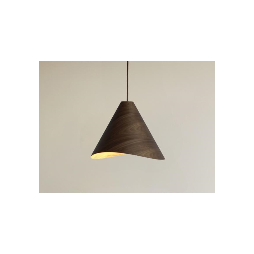 Drveni luster na sajli 1xE27/60W/230V, prečnik 33 cm, masivno drvo/orah/kaučukovo drvo