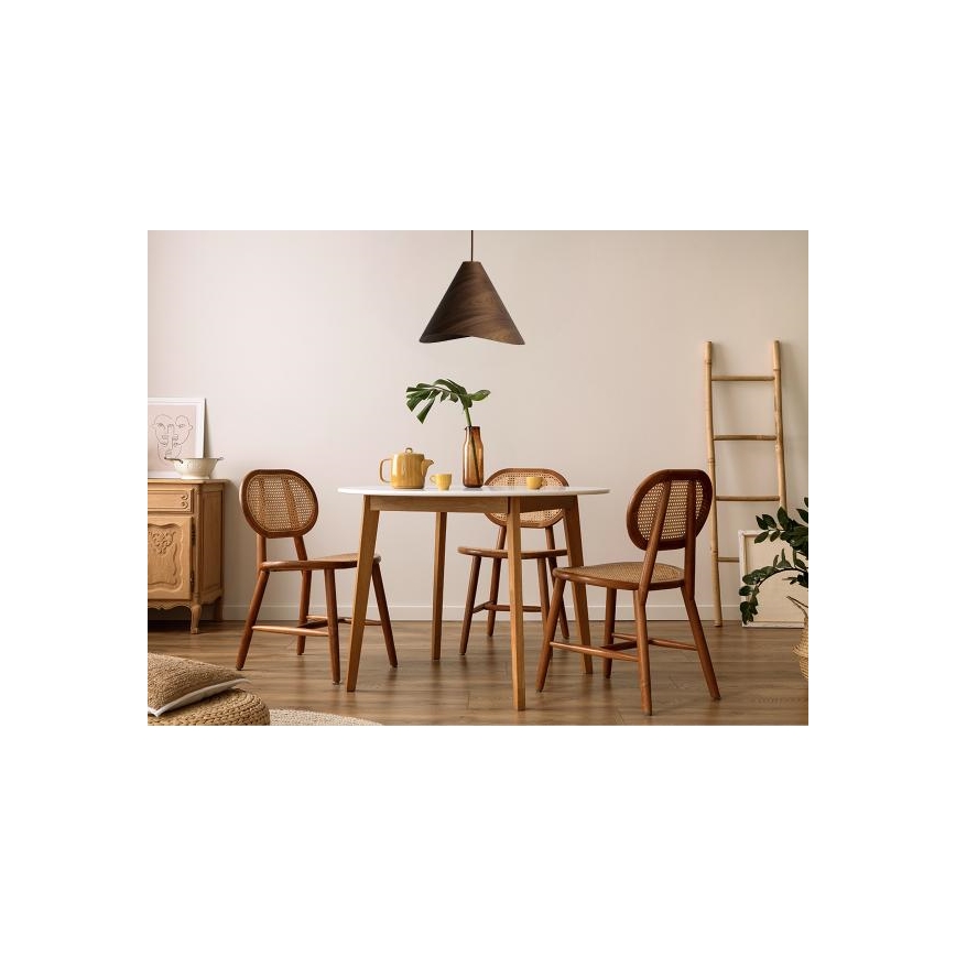Drveni luster na sajli 1xE27/60W/230V prečnik 45 cm masivan/orah/kaučukovo drvo