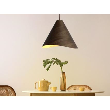 Drveni luster na sajli 1xE27/60W/230V prečnik 45 cm masivan/orah/kaučukovo drvo