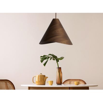Drveni luster na sajli 1xE27/60W/230V prečnik 45 cm masivan/orah/kaučukovo drvo