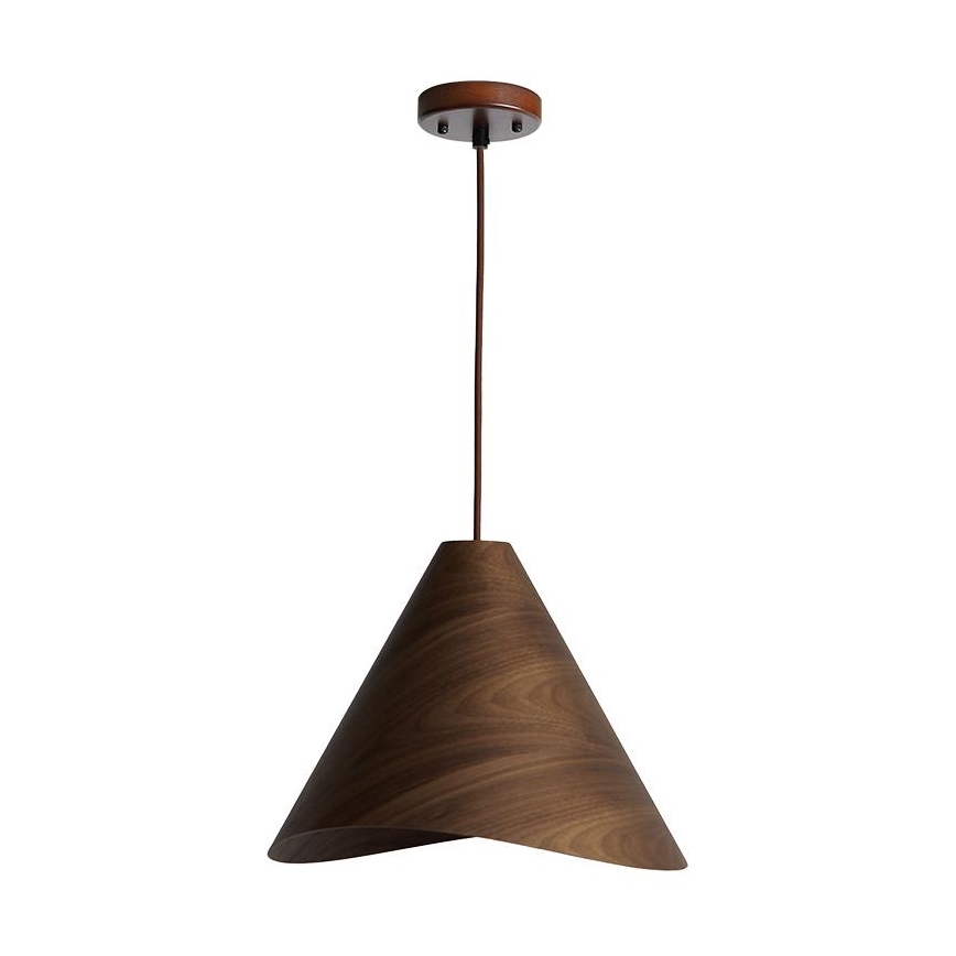Drveni luster na sajli 1xE27/60W/230V prečnik 45 cm masivan/orah/kaučukovo drvo