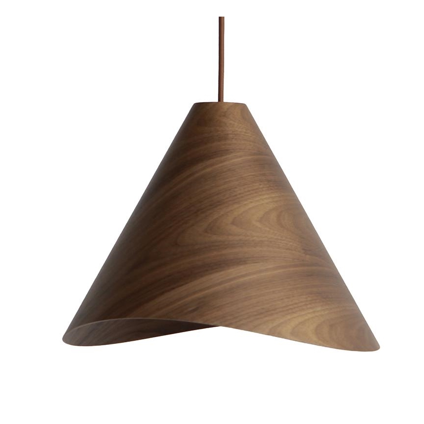 Drveni luster na sajli 1xE27/60W/230V prečnik 45 cm masivan/orah/kaučukovo drvo