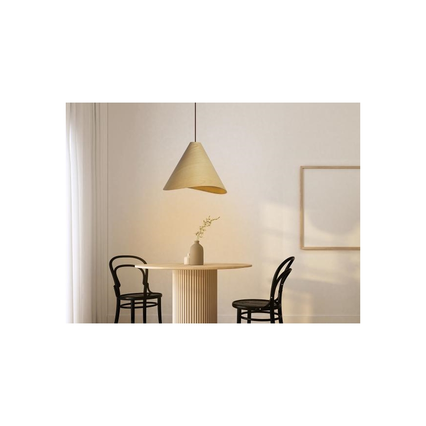 Drveni luster na sajli 1xE27/60W/230V, prečnika 45 cm, masivan/hrast/kaučukovac
