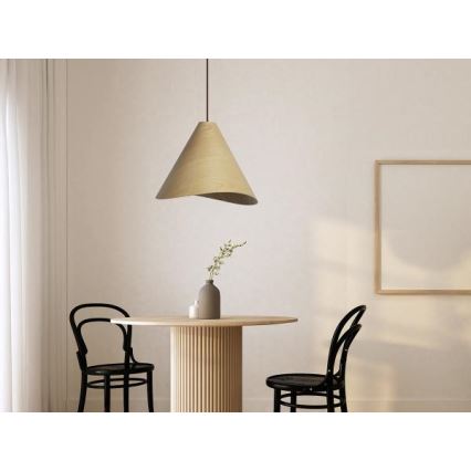 Drveni luster na sajli 1xE27/60W/230V, prečnika 45 cm, masivan/hrast/kaučukovac