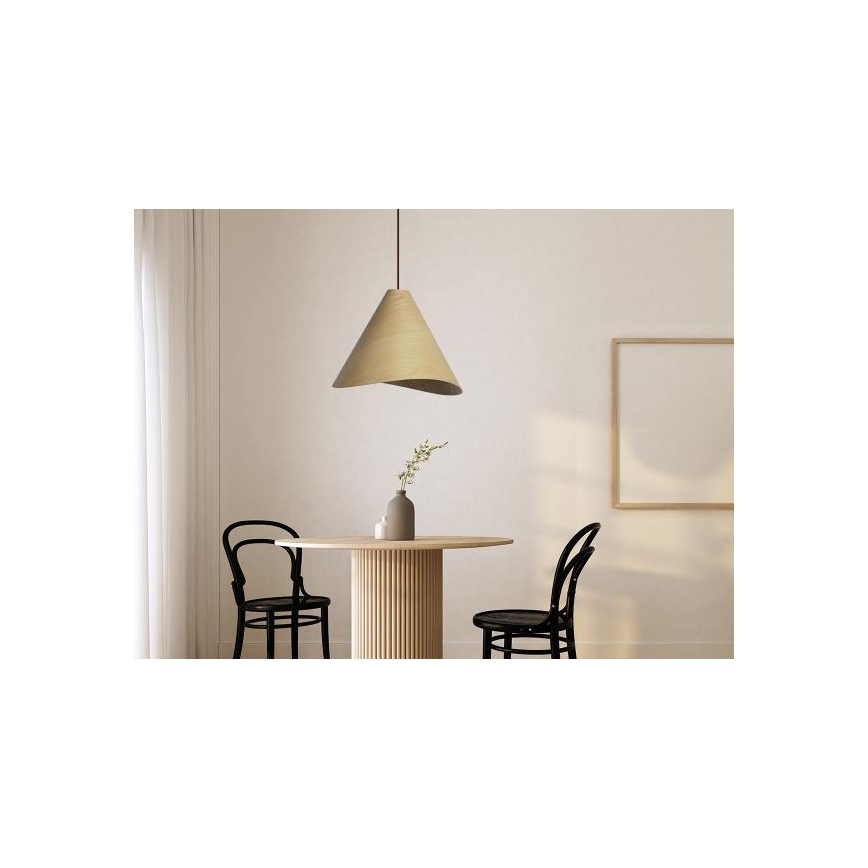 Drveni luster na sajli 1xE27/60W/230V, prečnika 45 cm, masivan/hrast/kaučukovac