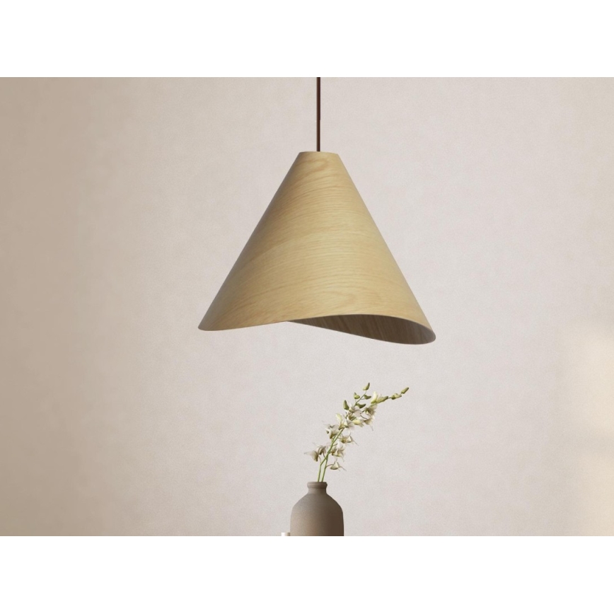 Drveni luster na sajli 1xE27/60W/230V, prečnika 45 cm, masivan/hrast/kaučukovac