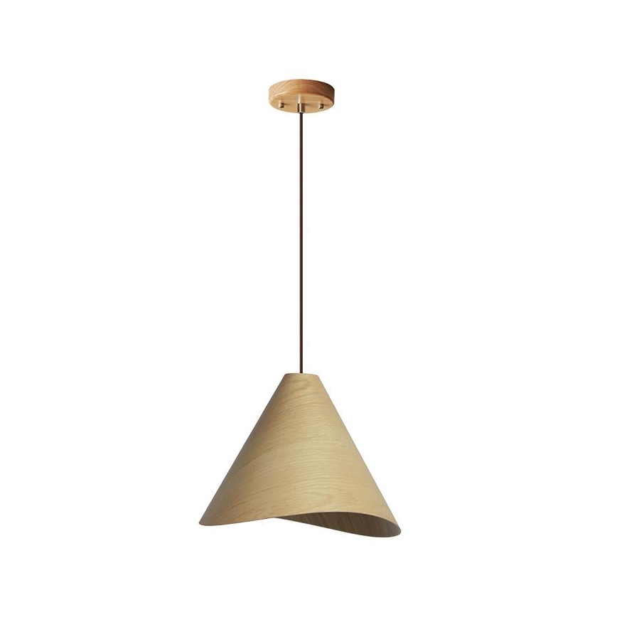 Drveni luster na sajli 1xE27/60W/230V, prečnika 45 cm, masivan/hrast/kaučukovac