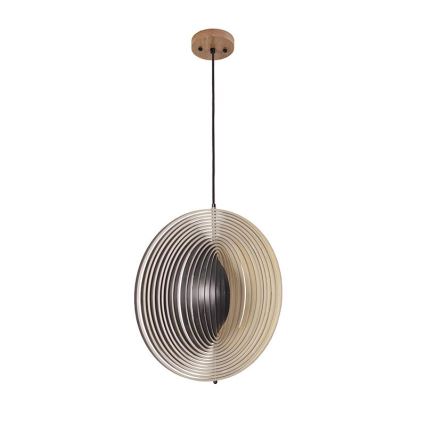 Drveni luster na sajli, 1×E27 / 60 W / 230 V, prečnik 43,5 cm, masiv / furnir / kaučukovac