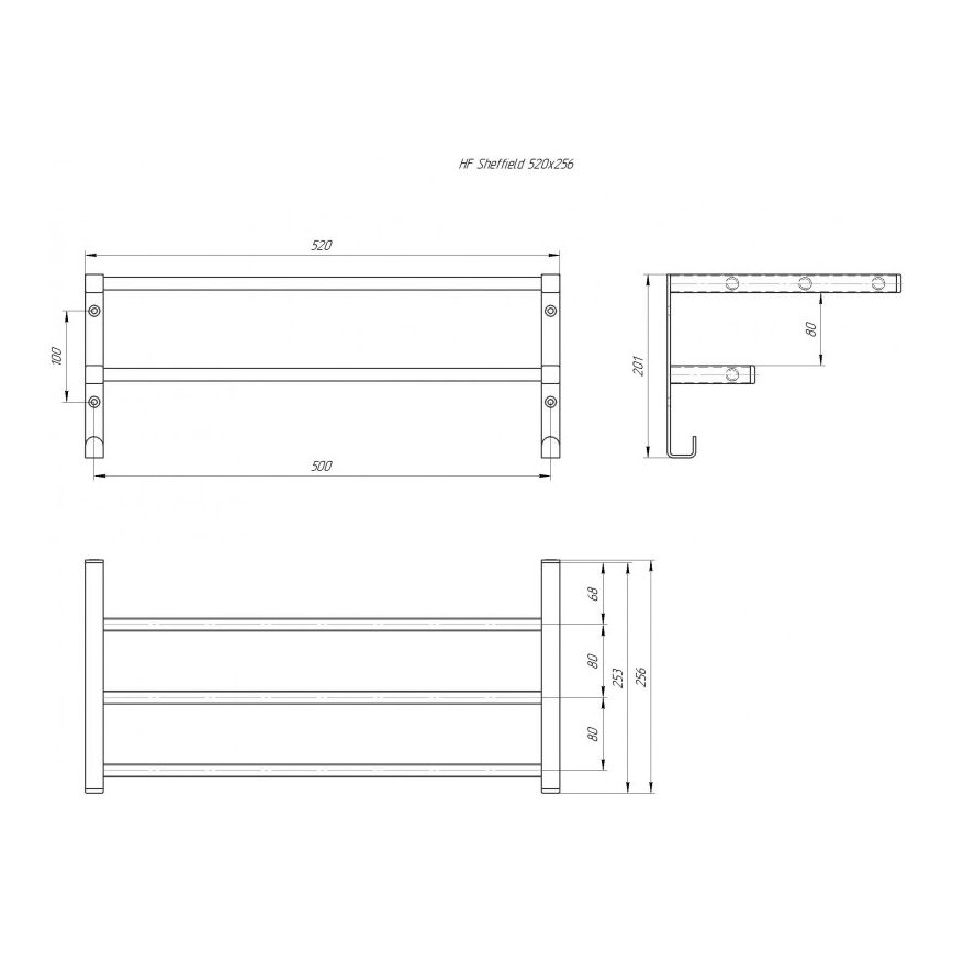 Držač peškira za kupatilski radijator HF SHEFFIELD 52x25,6 cm bela