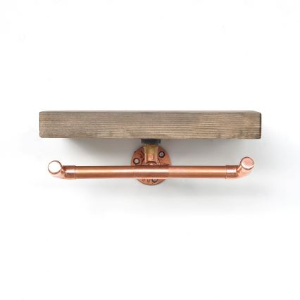 Držač toalet papira sa policom BORU 12x30 cm smreka/bakrena