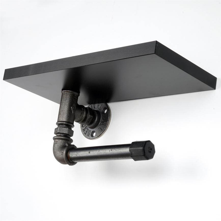 Držač toaletnog papira sa policom BORU 12x30 cm crni