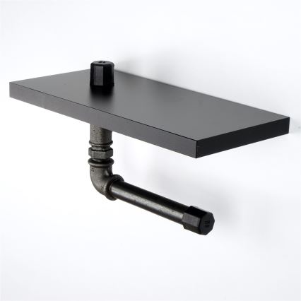 Držač toaletnog papira sa policom BORU 12x30 cm crni