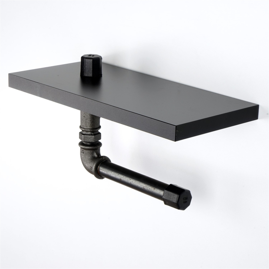 Držač toaletnog papira sa policom BORU 12x30 cm crni