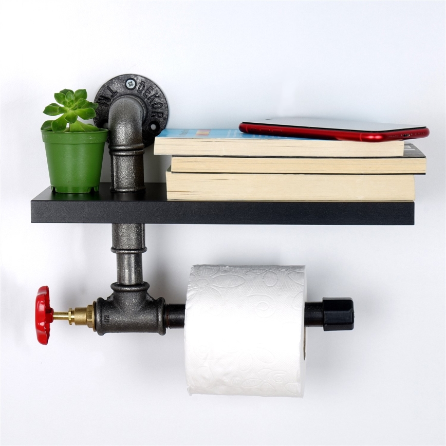 Držač toaletnog papira sa policom BORU crna