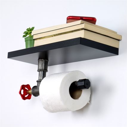 Držač toaletnog papira sa policom BORU crna