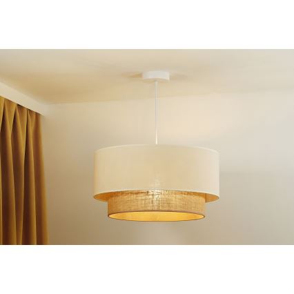 Duolla - BOHO luster na sajli 1xE27/40W/230V, prečnik 45 cm, krem/braon