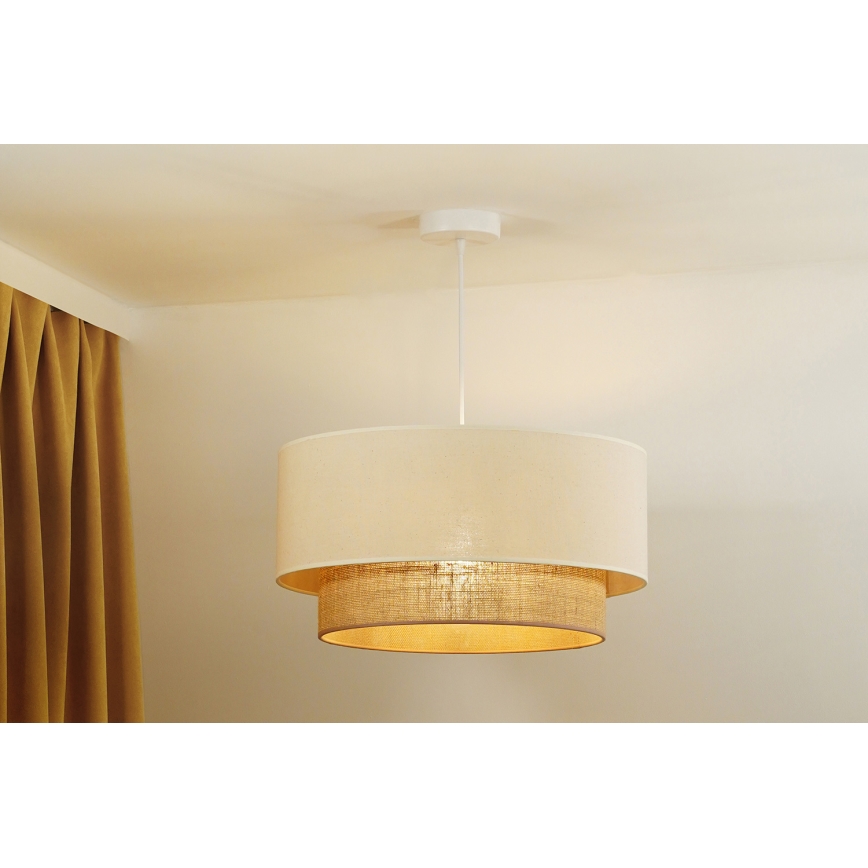 Duolla - BOHO luster na sajli 1xE27/40W/230V, prečnik 45 cm, krem/braon
