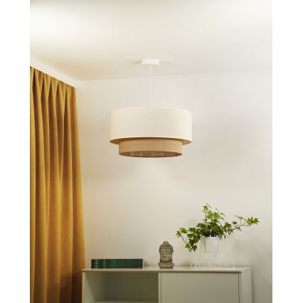 Duolla - BOHO luster na sajli 1xE27/40W/230V, prečnik 45 cm, krem/braon