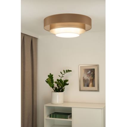 Duolla - LED plafonsko svetlo LUNETA LED/26W/230V prečnik 60 cm 4000K braon/zlatna/bela