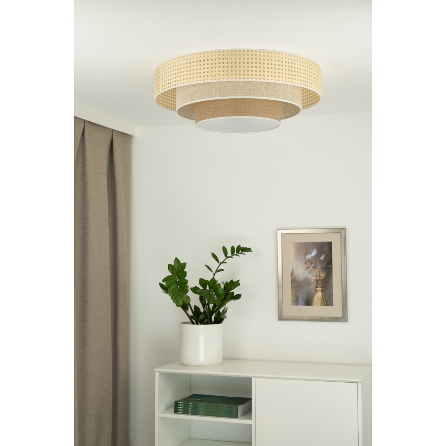 Duolla - LED plafonsko svetlo LUNETA LED/26W/230V prečnik 60 cm 4000K ratan/bež/braon