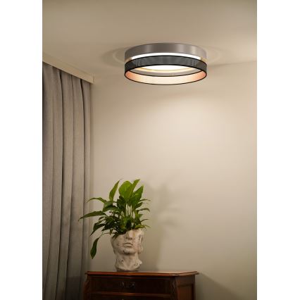 Duolla - LED stropna svetiljka ROLLER DUO SHINY LED/24W/230V prečnika 45 cm srebrna/crna