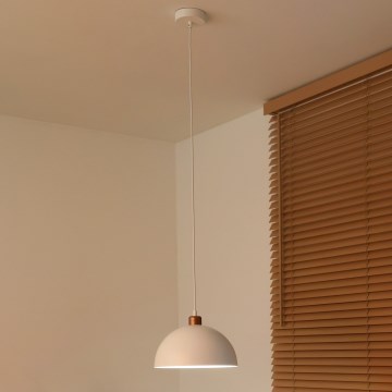 Duolla - Luster na kablu IRONLINE 1xE27/15W/230V Ø 27 cm bela/bakrena
