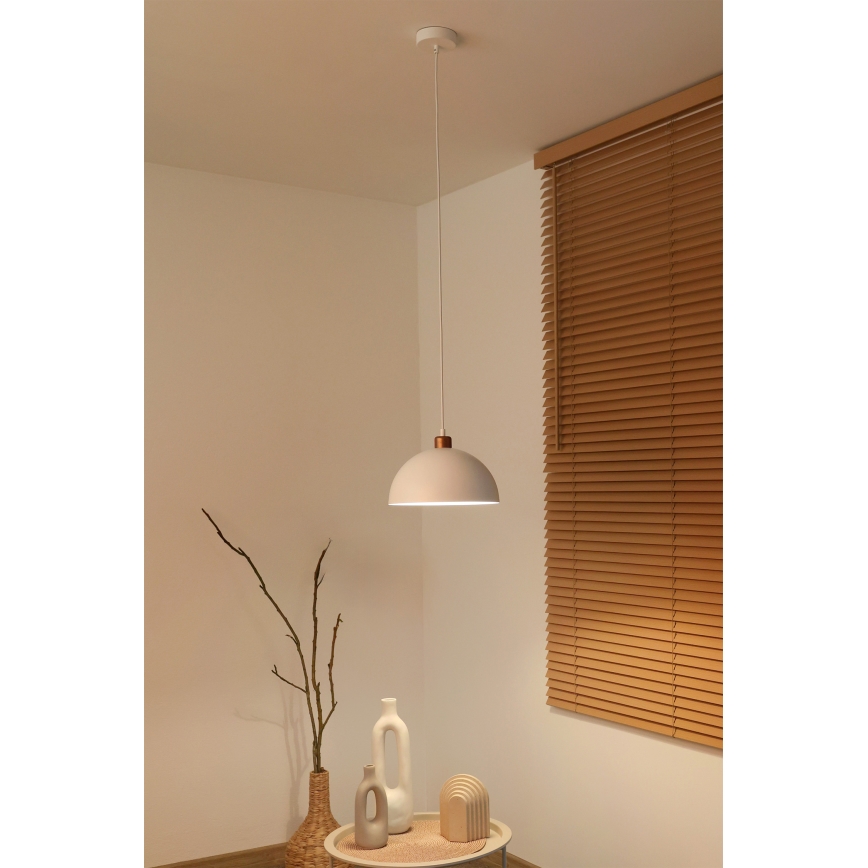 Duolla - Luster na kablu IRONLINE 1xE27/15W/230V Ø 27 cm bela/bakrena